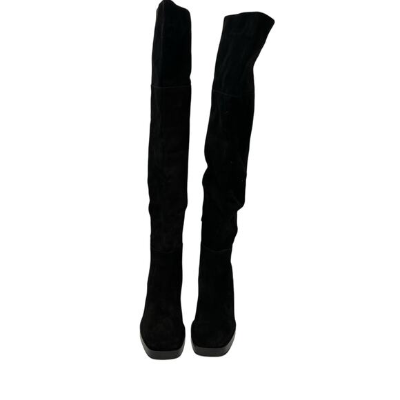 Free People SZ 39 US 9 Echo Black Suede Over The Knee Platform Heel Slouch Boot - Picture 15 of 16